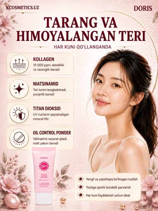 DORIS quyoshtan himoya qiluvchi krem yangilangan Himoya SPF 50+ PA++++