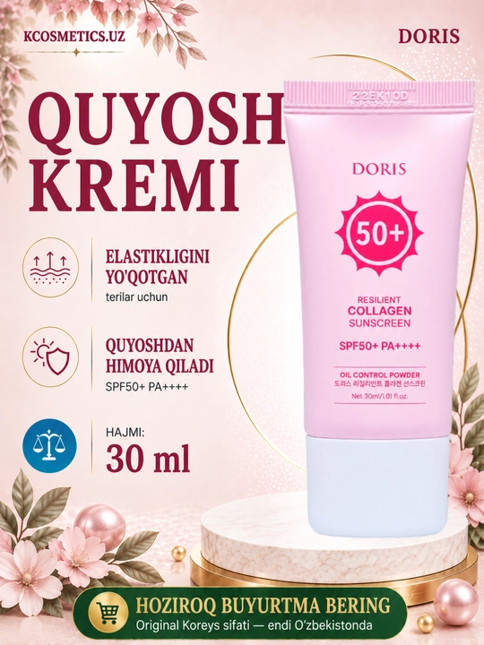 DORIS quyoshtan himoya qiluvchi krem yangilangan Himoya SPF 50+ PA++++