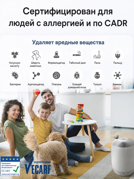Очиститель воздуха CLAIR K2 для гостиной, спальни, офиса, 25-35м.кв. Корея