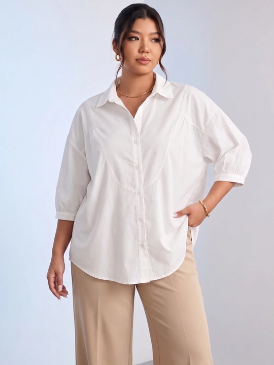 Erkin ayollar ko‘ylagi, yeng 3/4, katta o‘lchamlar XL–5XL — ELLY FASHION