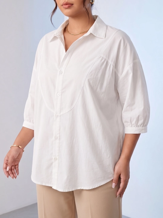Erkin ayollar ko‘ylagi, yeng 3/4, katta o‘lchamlar XL–5XL — ELLY FASHION