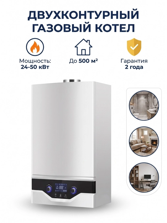 Baron gaz isitish qozoni 24, 30, 35, 40, 50 kVt energiya tejamkor uy, dala hovli uchun - 
