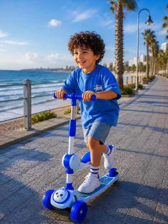 Детский самокат на 3 колесах – LED светящиеся колёса, 2–7 лет