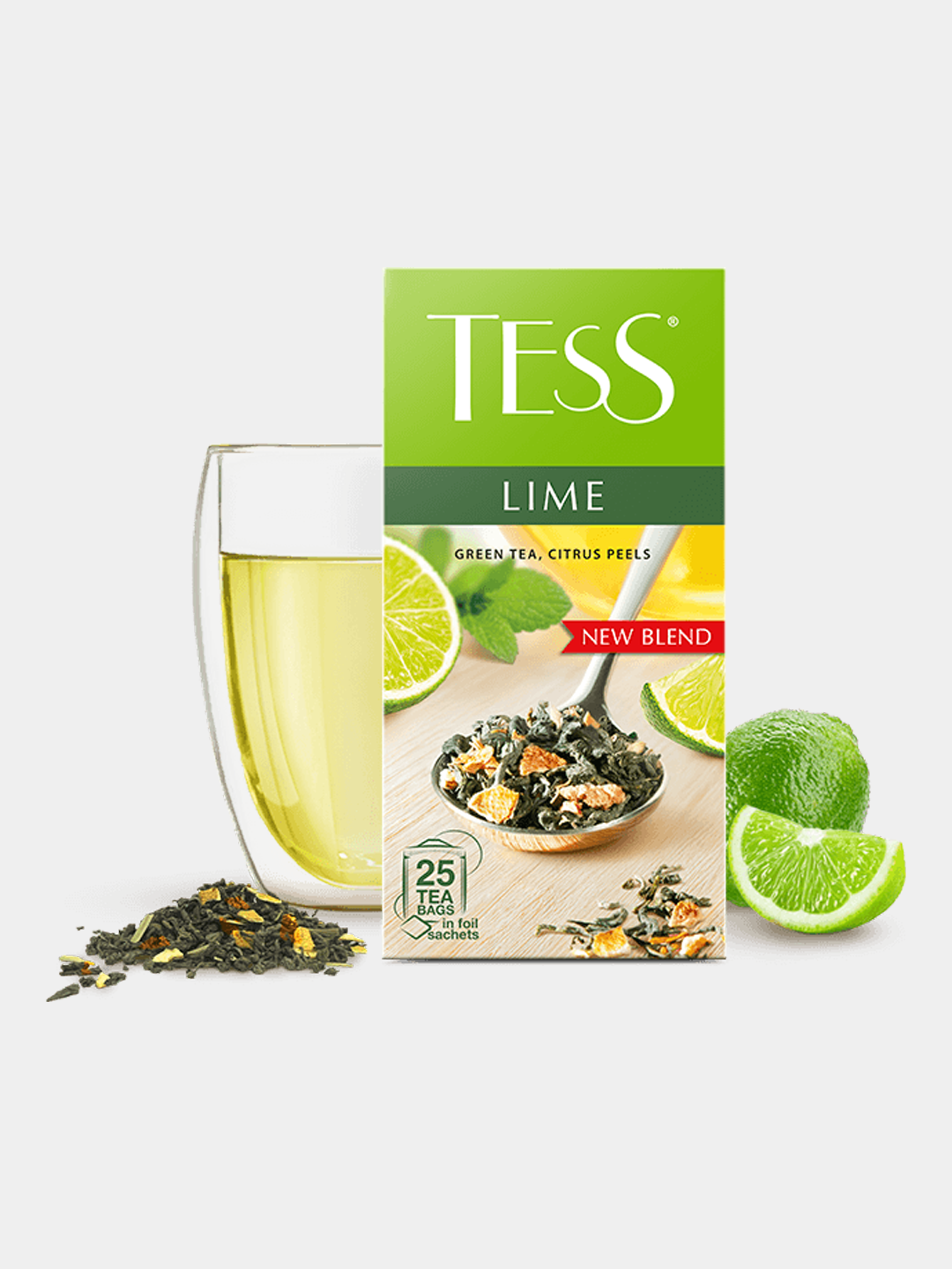 Зеленый чай Tess Lime, 1.5 г, 25 пакетиков - 