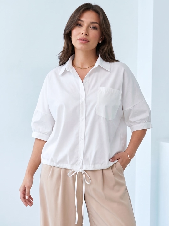Rubashka ayollar oversize, hajmli yengli erkin rubashka ELLY FASHION