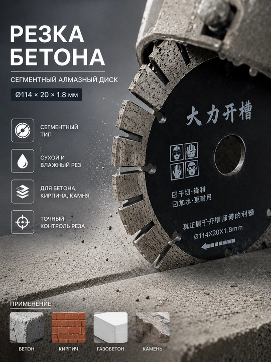 Olmosli kesish diski beton va tosh uchun, SP00127