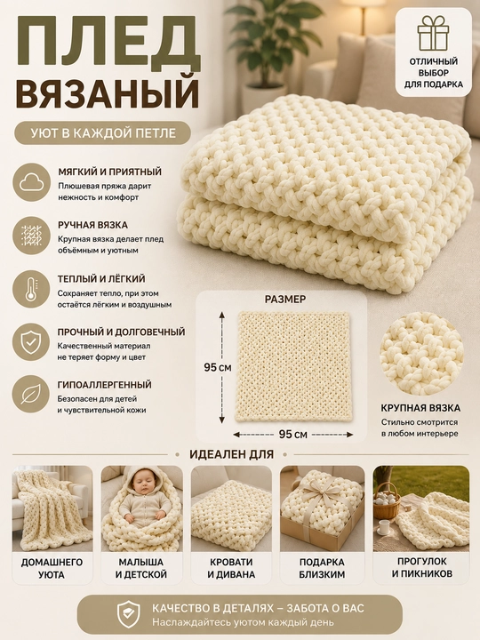 Bolalar uchun trikotaj adyol 95x95 sm - 