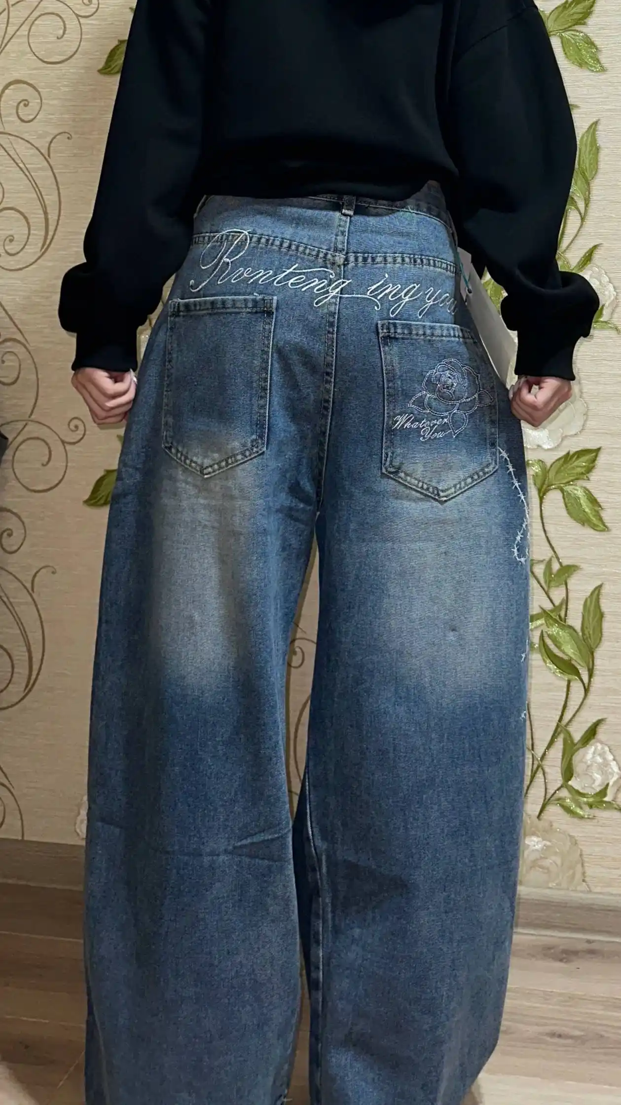 Ayollar baggy jinsi shimlari, keng Y2K, katta o‘lchamli, quvurli
