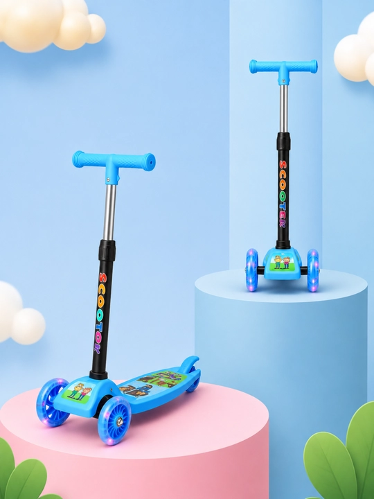 Детский трехколесный самокат – с LED колесами, регулируемый руль, 2–6 лет, разные цвета