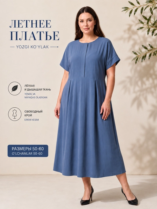 Платье женское больших размеров, повседневное платье, макси - 