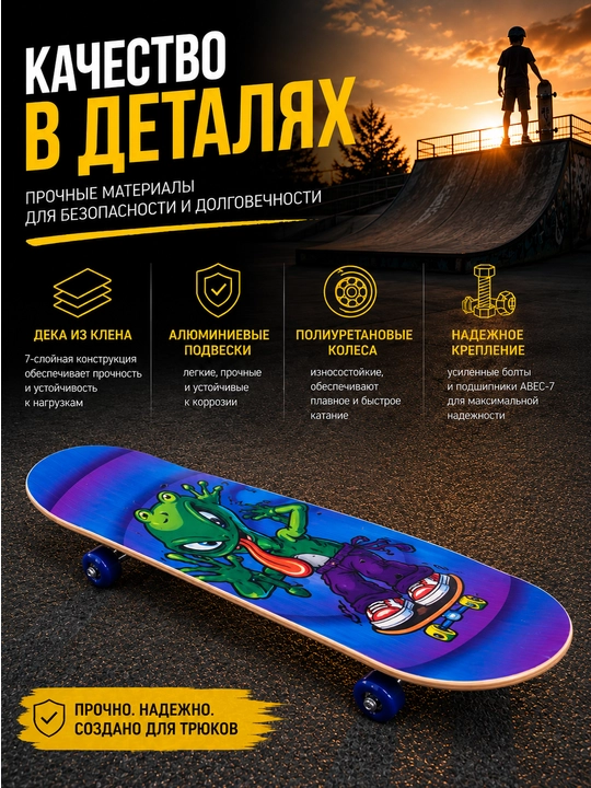 Детский скейтборд для начинающих, набор