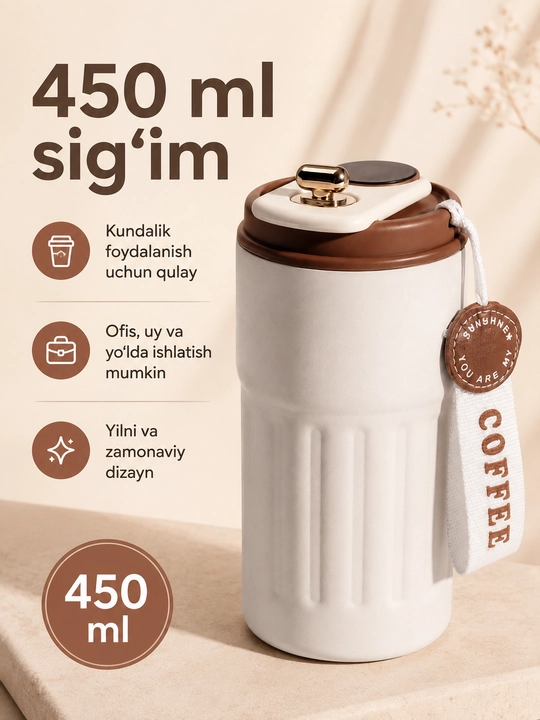 Smart Termokrujka 450 ml — Harorat Indikatori, germetik