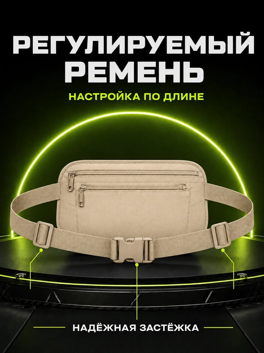 Вместительная поясная сумка для телефона, документов, ключей и других небольших вещей