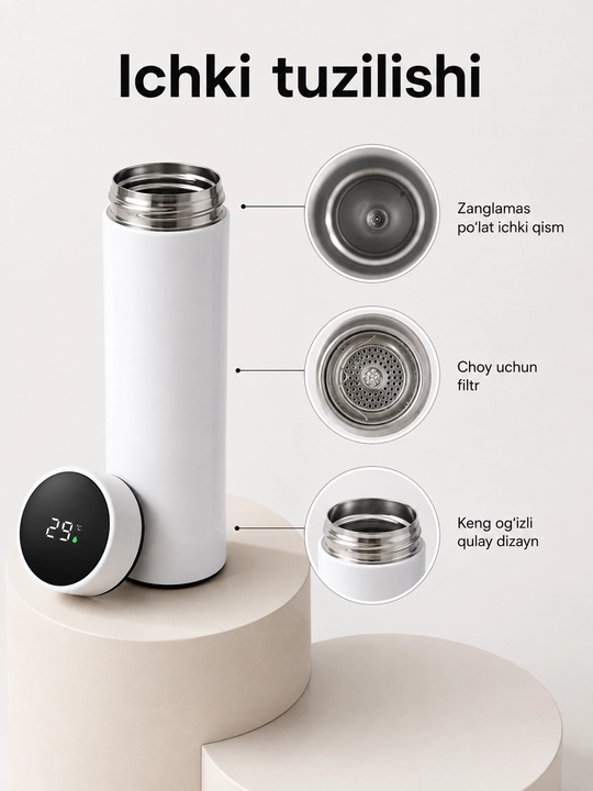 Smart termos led displeyli, 500 ml