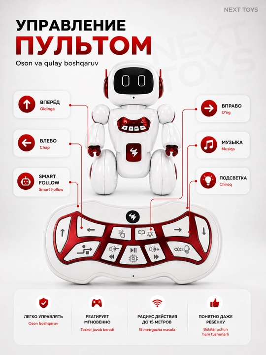 Interaktiv robot o‘yinchoq, bolalar uchun o‘yinchoq, pultli robot, radio boshqaruvli robot