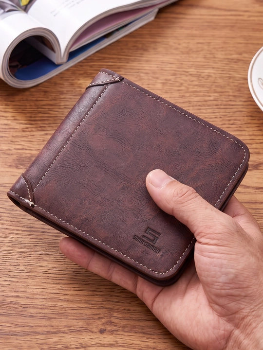 Erkaklar hamyoni, portmone, eko charm, 7 ta karta bo‘limi, 12×10 sm