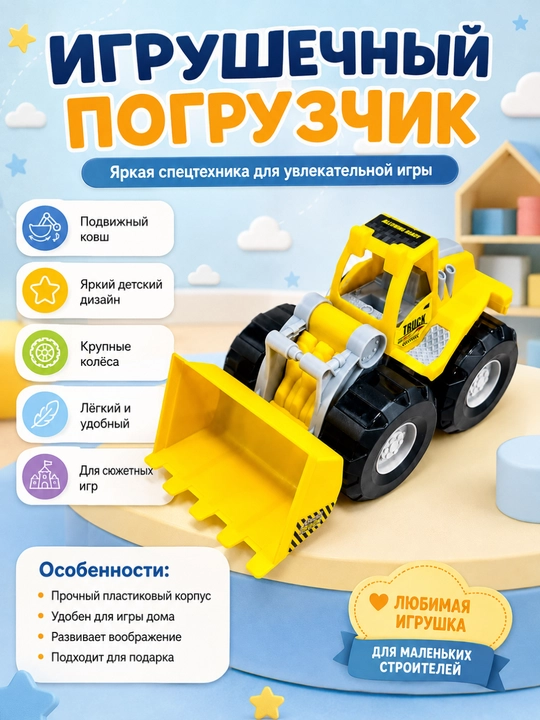 Игрушечная спецтехника: кран, погрузчик или мусоровоз с подвижными деталями - 