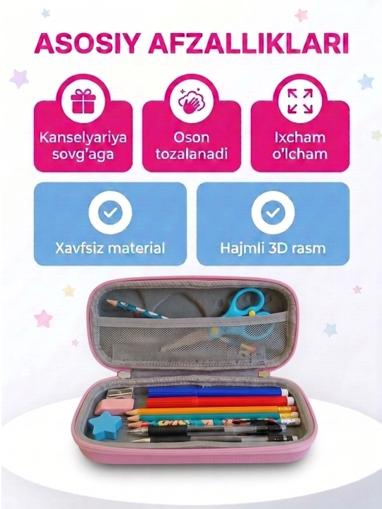 3D qalamdon maktab uchun, penal bolalar uchun, o'quv qurollari organayzer