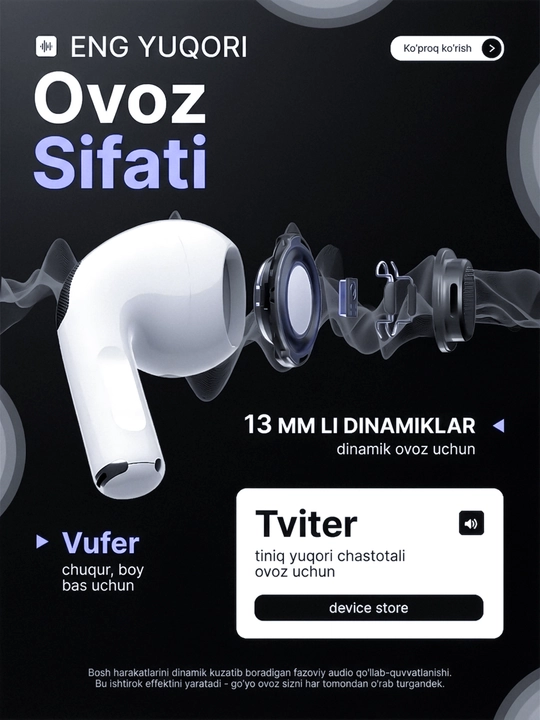Pods 3 Bluetooth quloqchinlari, ANC simsiz quloqchinlar