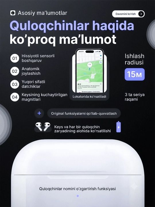 Pods 3 Bluetooth quloqchinlari, ANC simsiz quloqchinlar