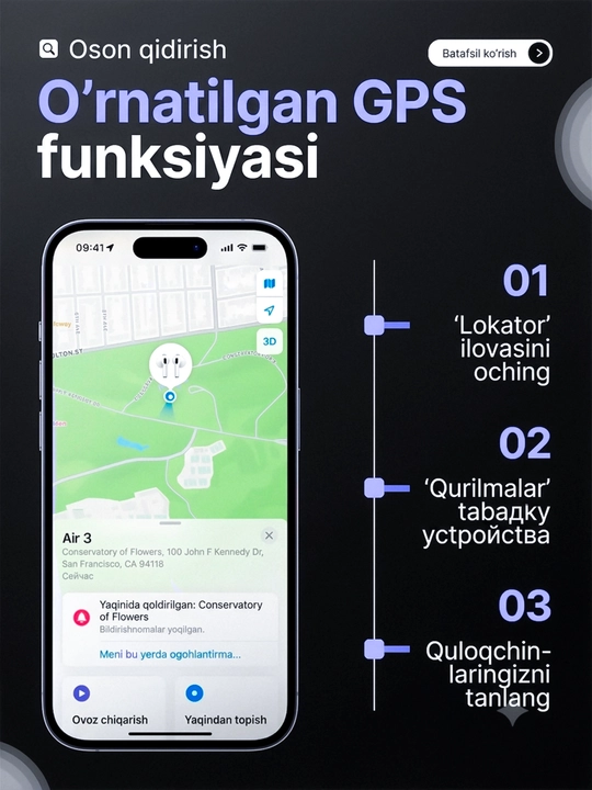 Pods 3 Bluetooth quloqchinlari, ANC simsiz quloqchinlar