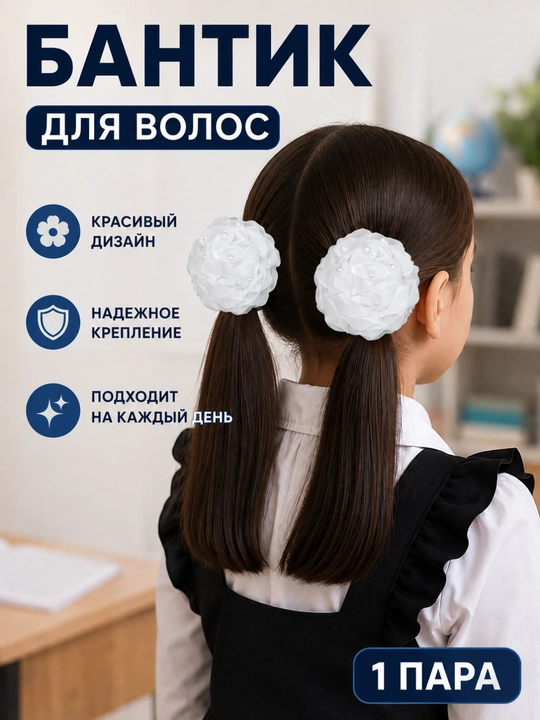 Bantik, bantik soch qisqichlari qiz, zakolkalar, soch uchun rezinka, oq bantik