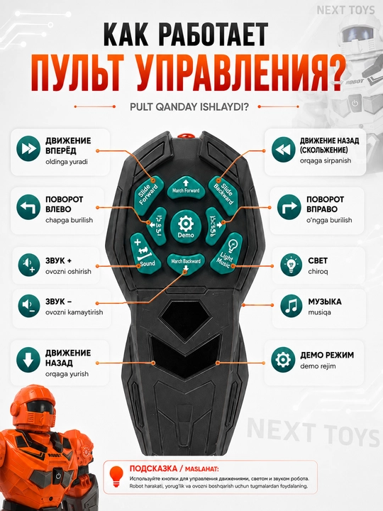 Интерактивный робот-игрушка, детская игрушка, робот на радиоуправлении, робот с пультом