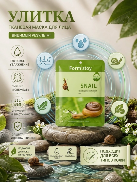 Тканевые маски для лица, маска, коллаген, увлажняющая, 25 мл - 