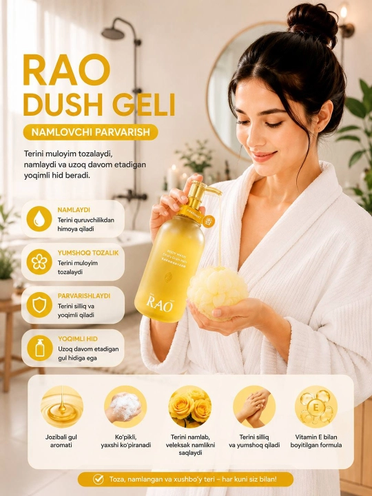 RAO brenddidan xushbo'y dush geli, kundalik foydalanish uchun, 500 ml
