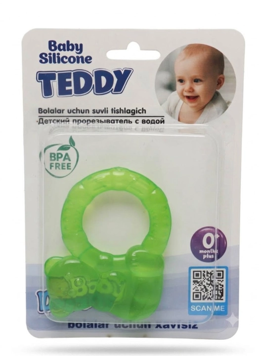 Детский прорезыватель с водой Baby Silicone TEDDY, водный грызунок 0+ мес, зеленый