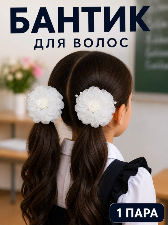 Bantik, bantik soch qisqichlari qiz, zakolkalar, soch uchun rezinka, oq bantik - 