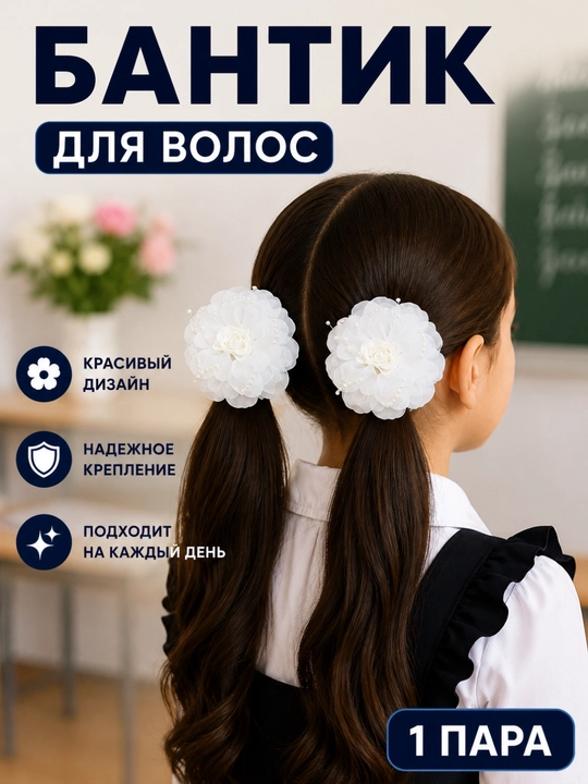 Bantik, bantik soch qisqichlari qiz, zakolkalar, soch uchun rezinka, oq bantik
