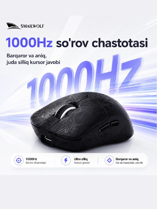 Игровая мышь SMAILWOLF RS6 беспроводная, легкая, оптическая, для ПК