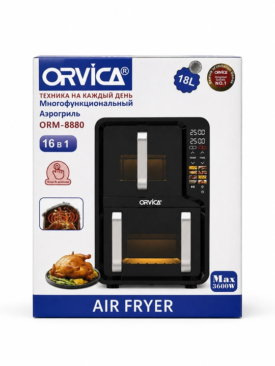 Аэрогриль ORVICA ORM-8850, сенсорное управление, 12 л, 2800 Вт, черный