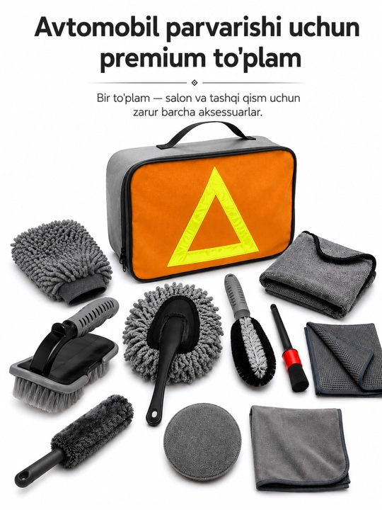 Avtomobil parvarishi uchun premium tozalash aksessuarlari to'plami