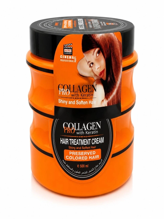 Профессиональный бальзам для волос COLLAGEN PRO с кератином для поврежденных волос, 500 мл