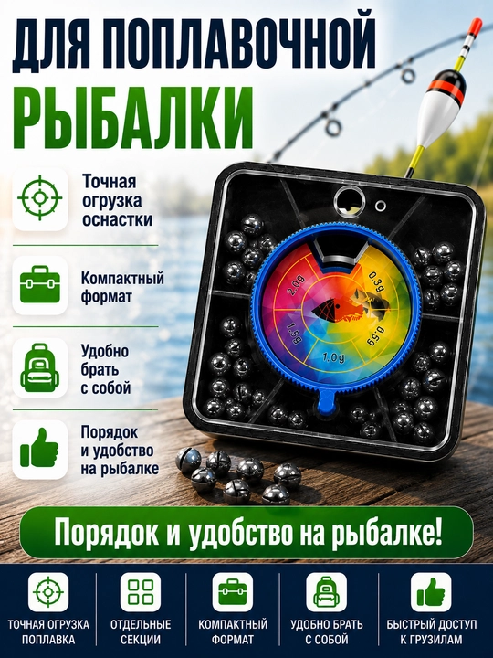 Набор свинцовых грузил для рыбалки 0,3–2 г, 5 размеров, контейнер, для поплавочной ловли