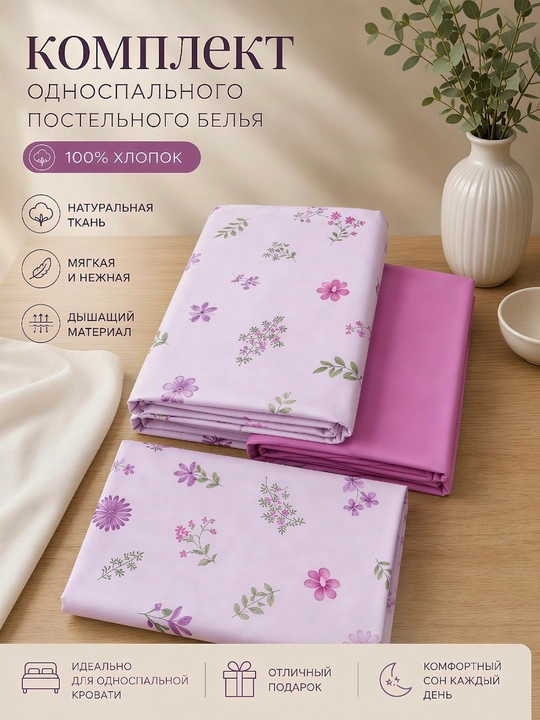 Bir kishilik super satin matosidan choyshablar to'plami