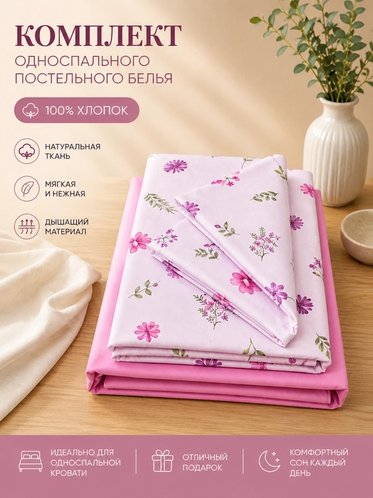 Bir kishilik super satin matosidan choyshablar to'plami