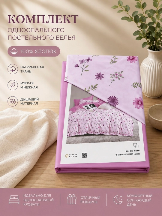 Bir kishilik super satin matosidan choyshablar to'plami