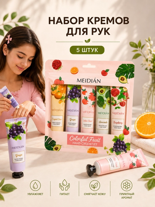 Meidian qo‘l kremlari to‘plami, xushbo‘y, namlantiruvchi, 1, 2, 3, 5 dona - 