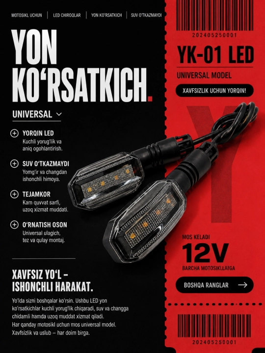 DEFT MOTO MODEL-P002 Universal LED Burilish Chirog'i 2 dona - 