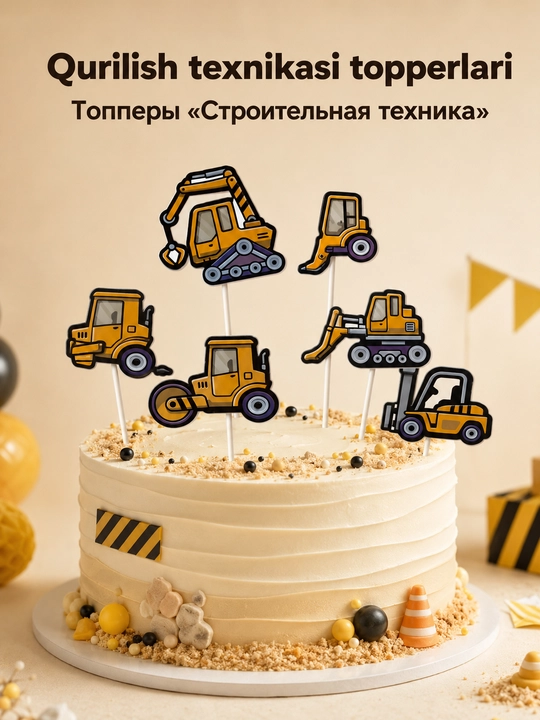 Tug‘ilgan kun tortini bezatish uchun topperlar to‘plami - 