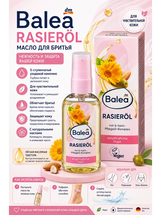 Масло для бритья Balea Rasieröl – мягкость и комфорт даже для самой чувствительной кожи - 