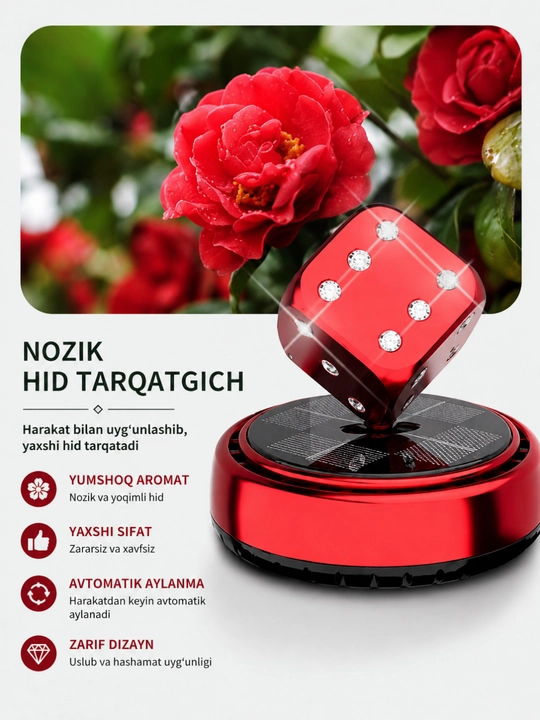 Avto aromatizator, avto diffuzor, kubikli diffuzor, o`yinchoq kubikli aylanadigan difuzor - 