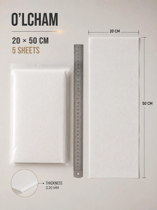 Olovli qog‘oz Flash Paper, yonadigan qog‘oz, fokus va flambe uchun, 20×50 sm, 5 dona