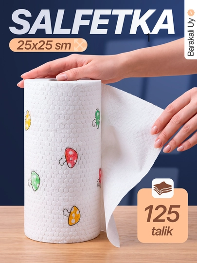 Многоразовые салфетки для кухни в рулоне, 125 шт - 