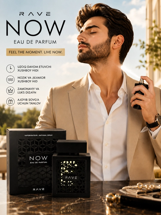 Rave Now Eau de Parfum erkaklar atiri 100 мл, узок сакланувчи xushbo'y