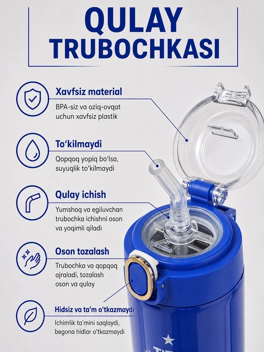 Termos, 400 ml, o'g'il bolalar uchun, maktab uchun zanglamaydigan po'latdan termos