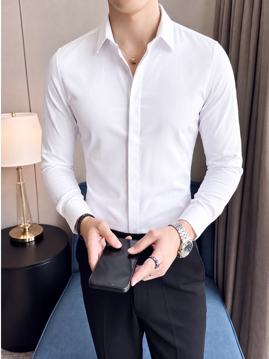 Мужская рубашка Slim Fit, классическая, белая - 